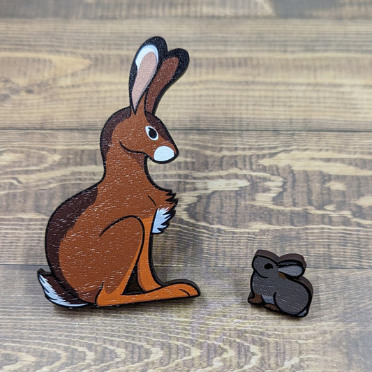 Hare & Pygmy Rabbit Wood Pins