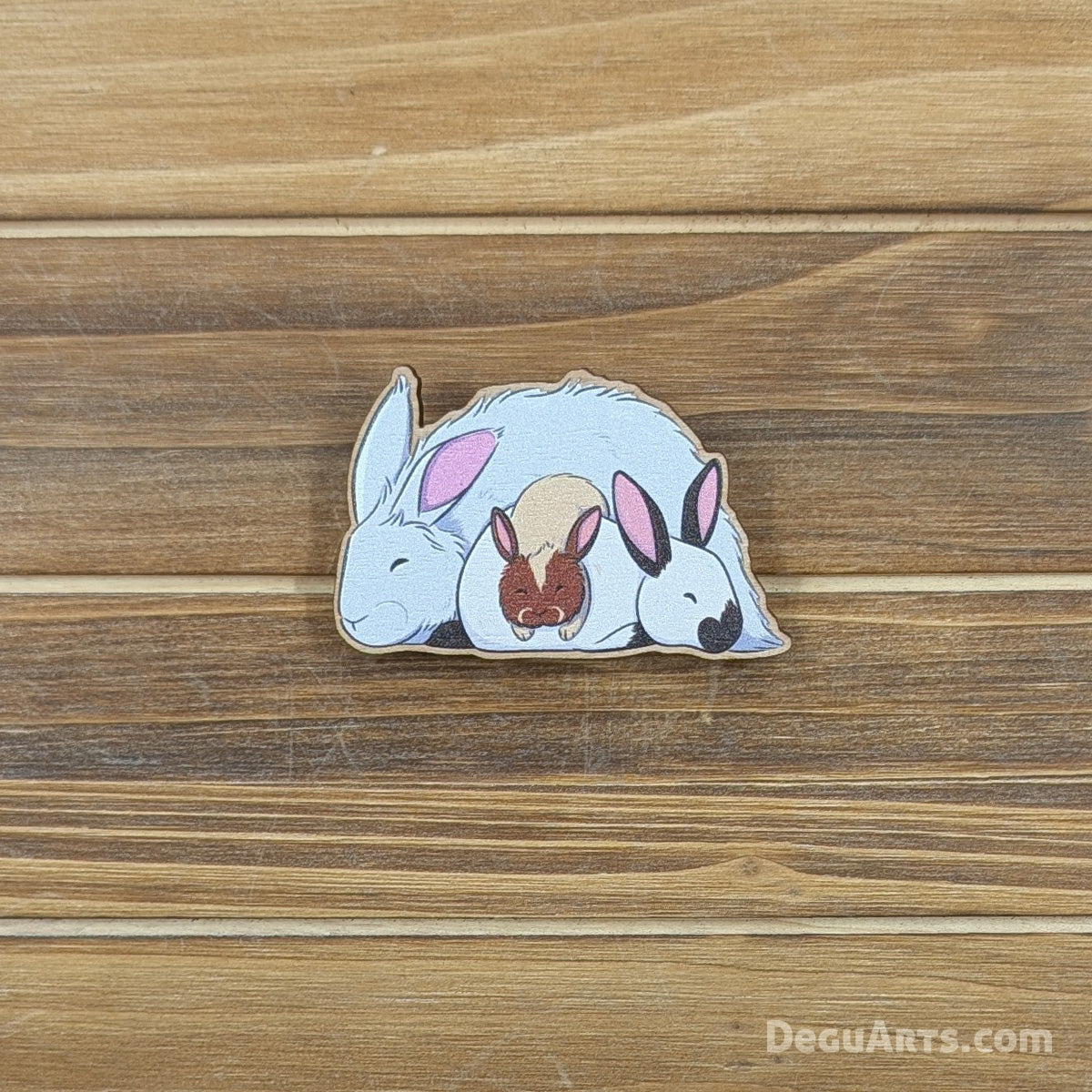 Rabbit Pile Wood Pin