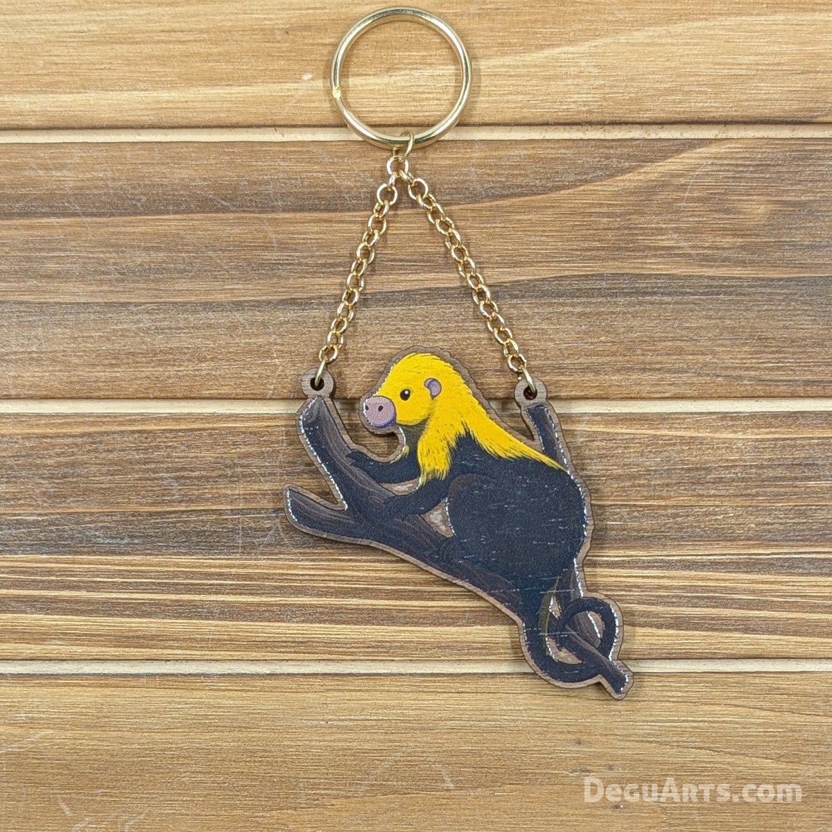 Dwarf Porcupine Wood Keychain