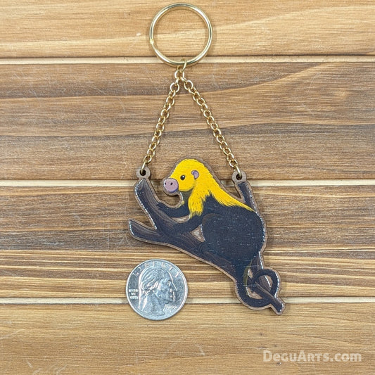 Dwarf Porcupine Wood Keychain