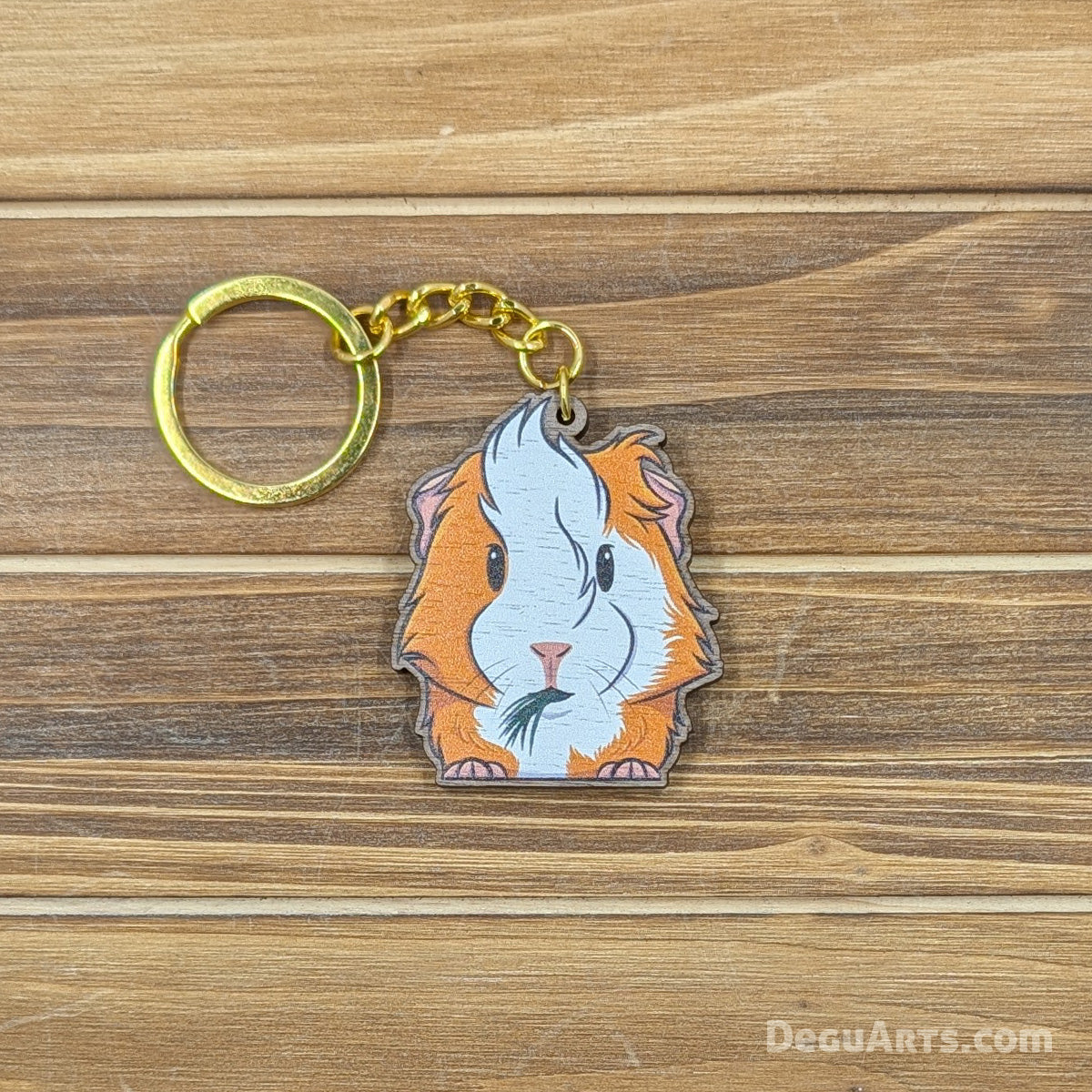 Guinea Pig Wood Keychain