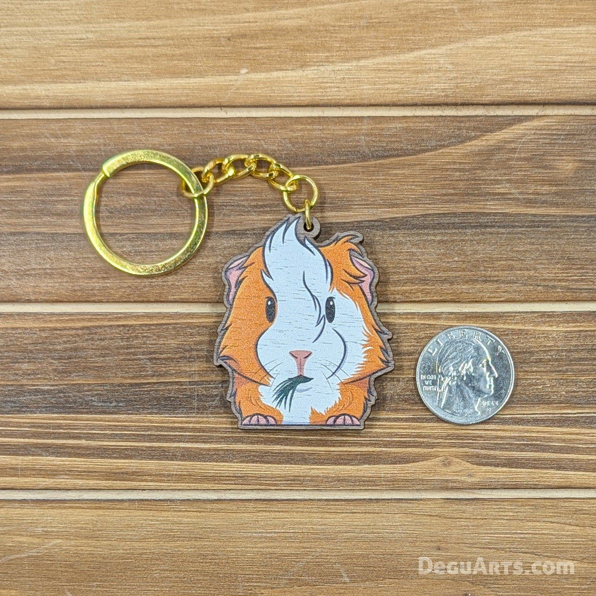 Guinea Pig Wood Keychain