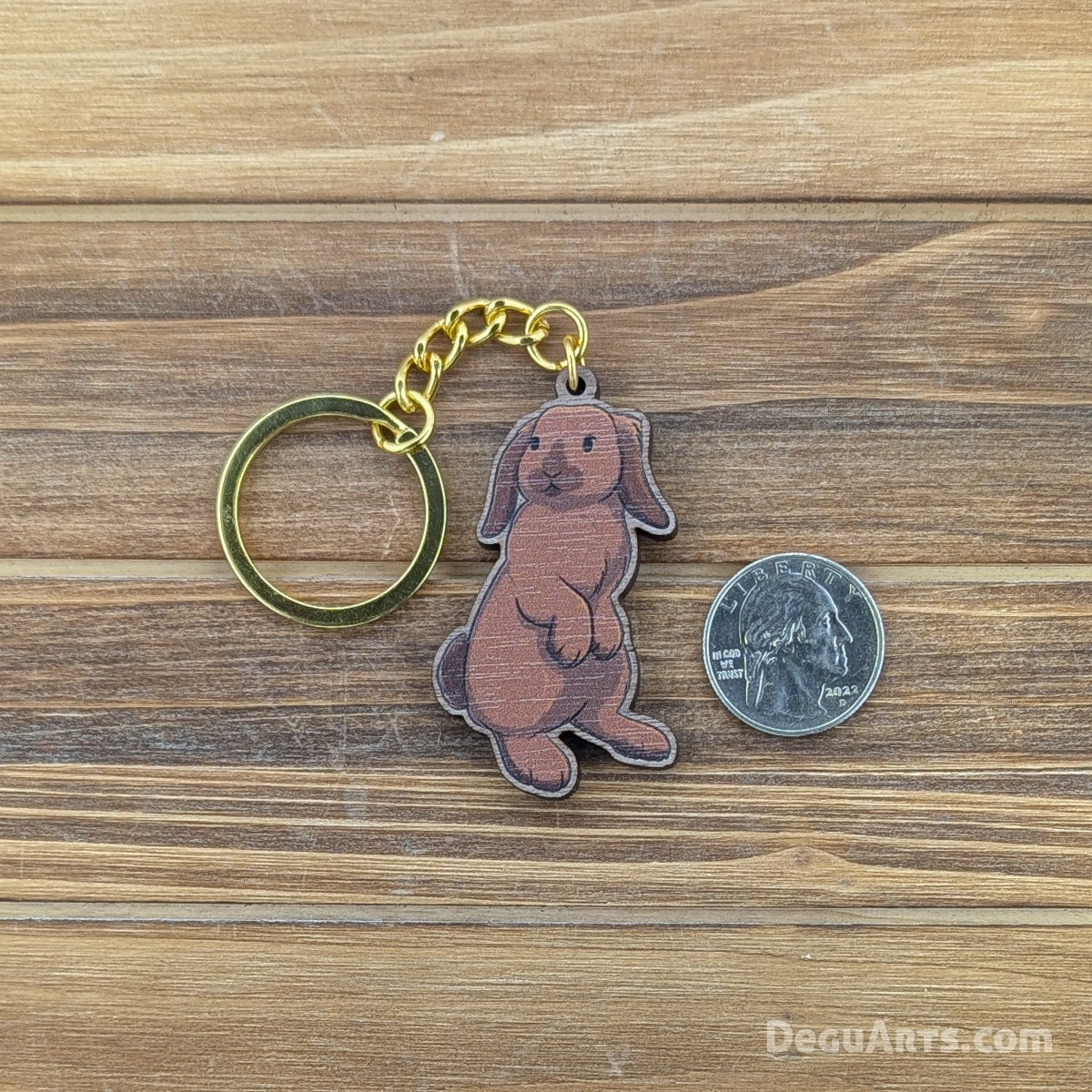 Holland Lop Wood Keychain