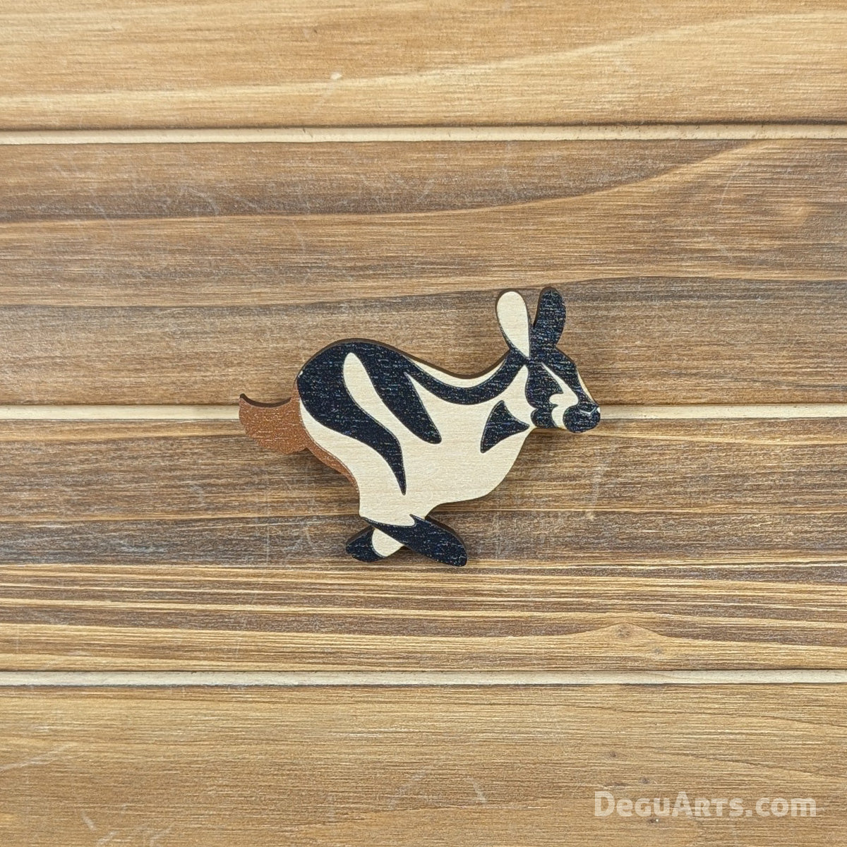 Striped Rabbit Wood Pin