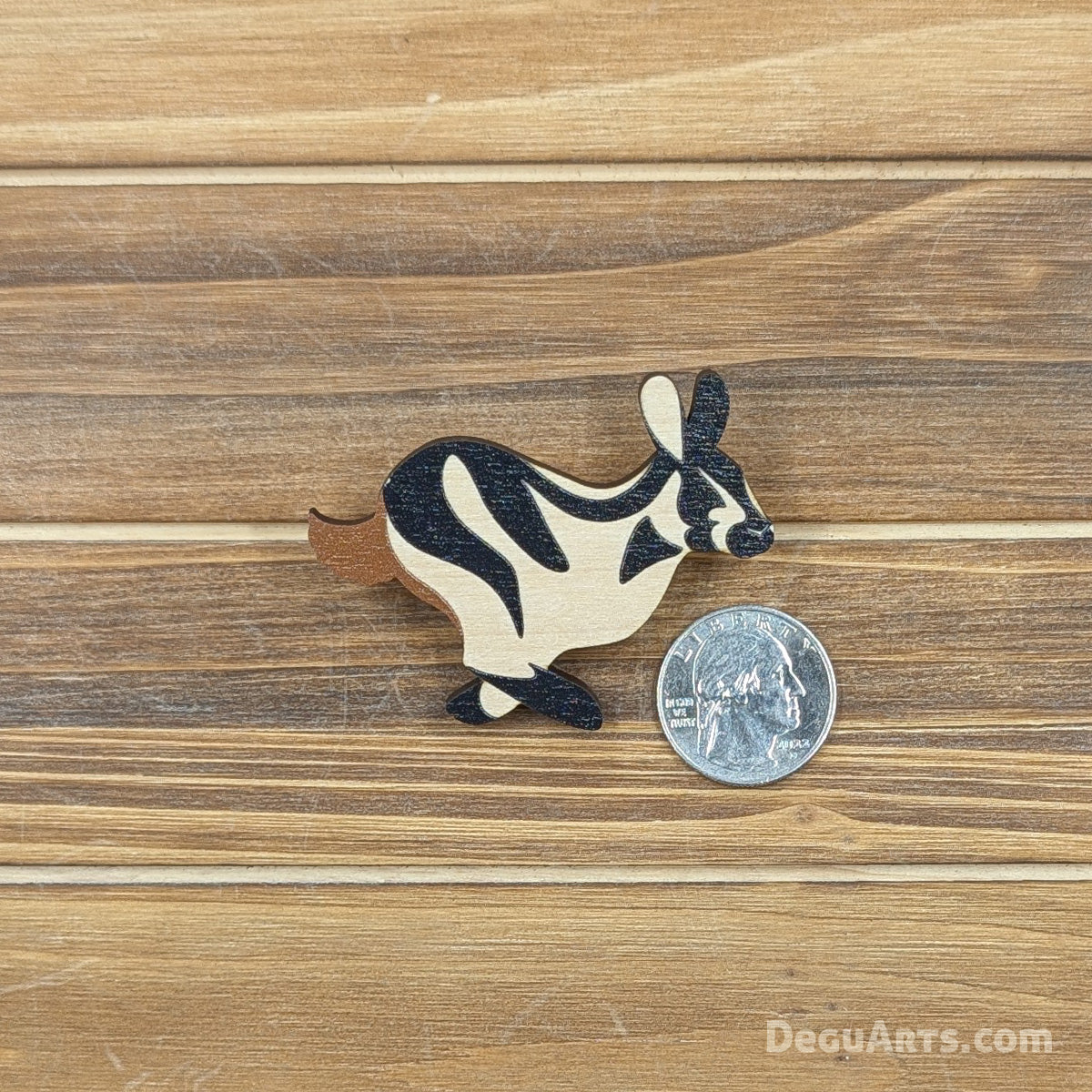 Striped Rabbit Wood Pin